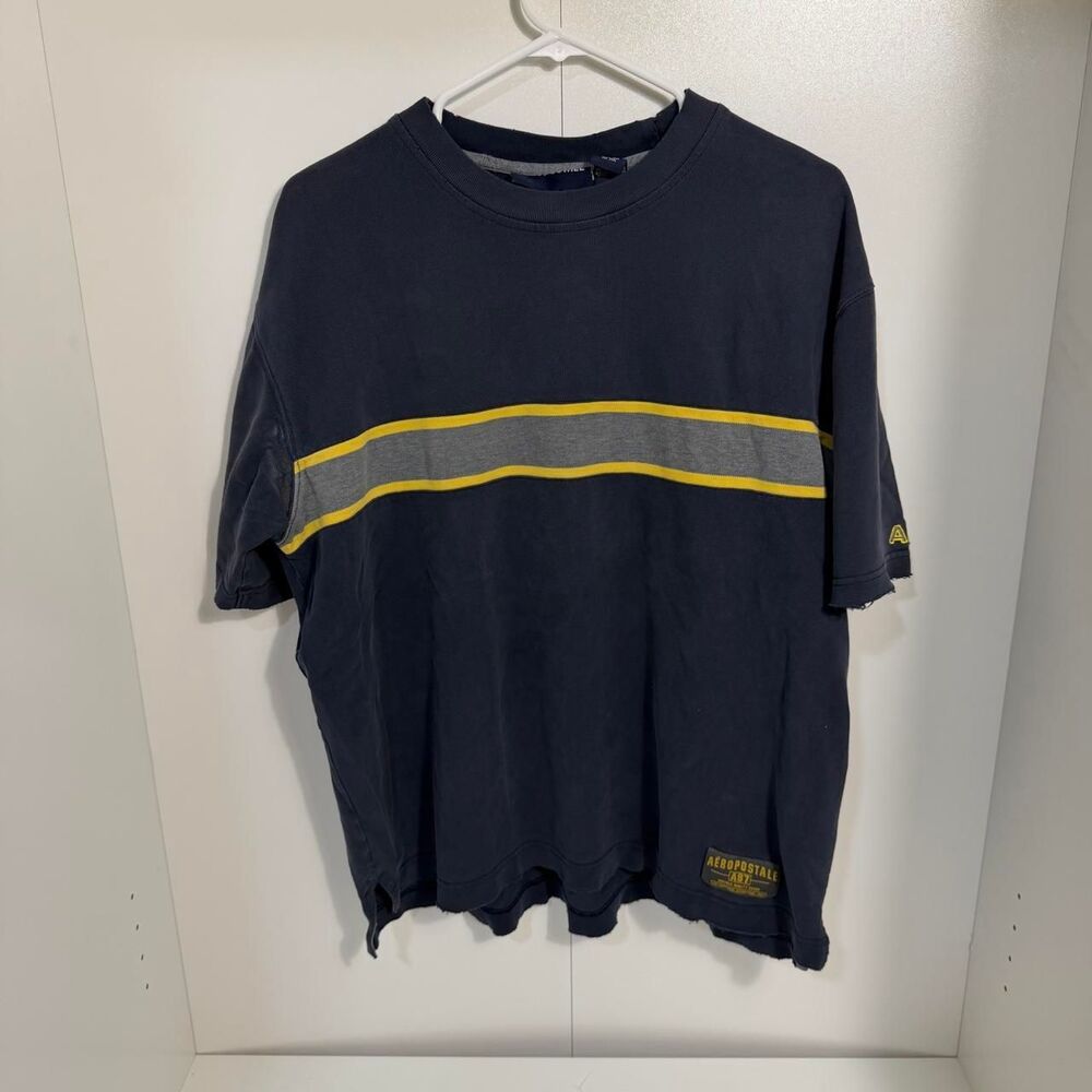 Aeropostale Women's Navy and Black T-shirt